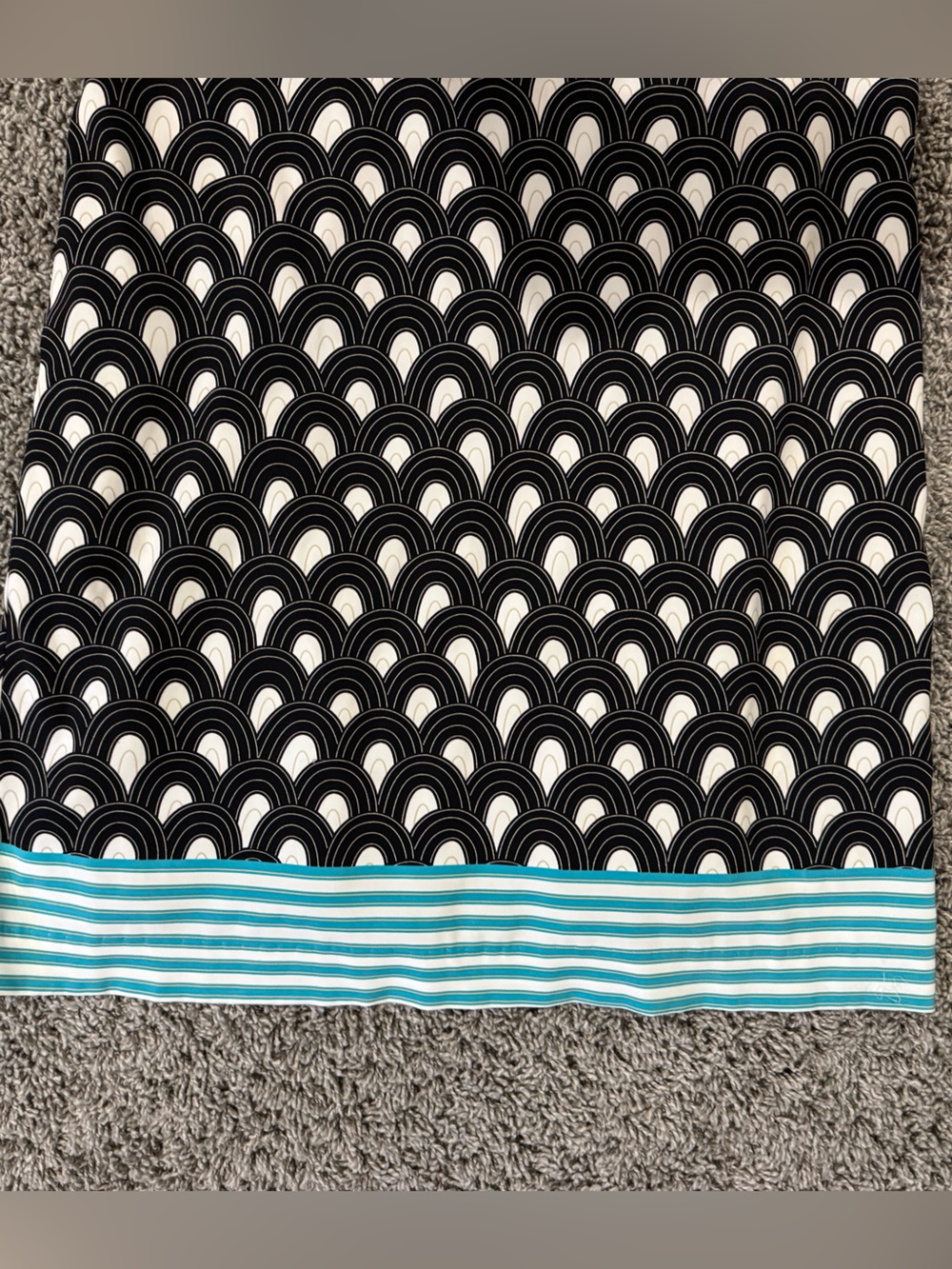 Nicole Miller Black Dress with Teal Crochet Trim - Picture 3 of 7